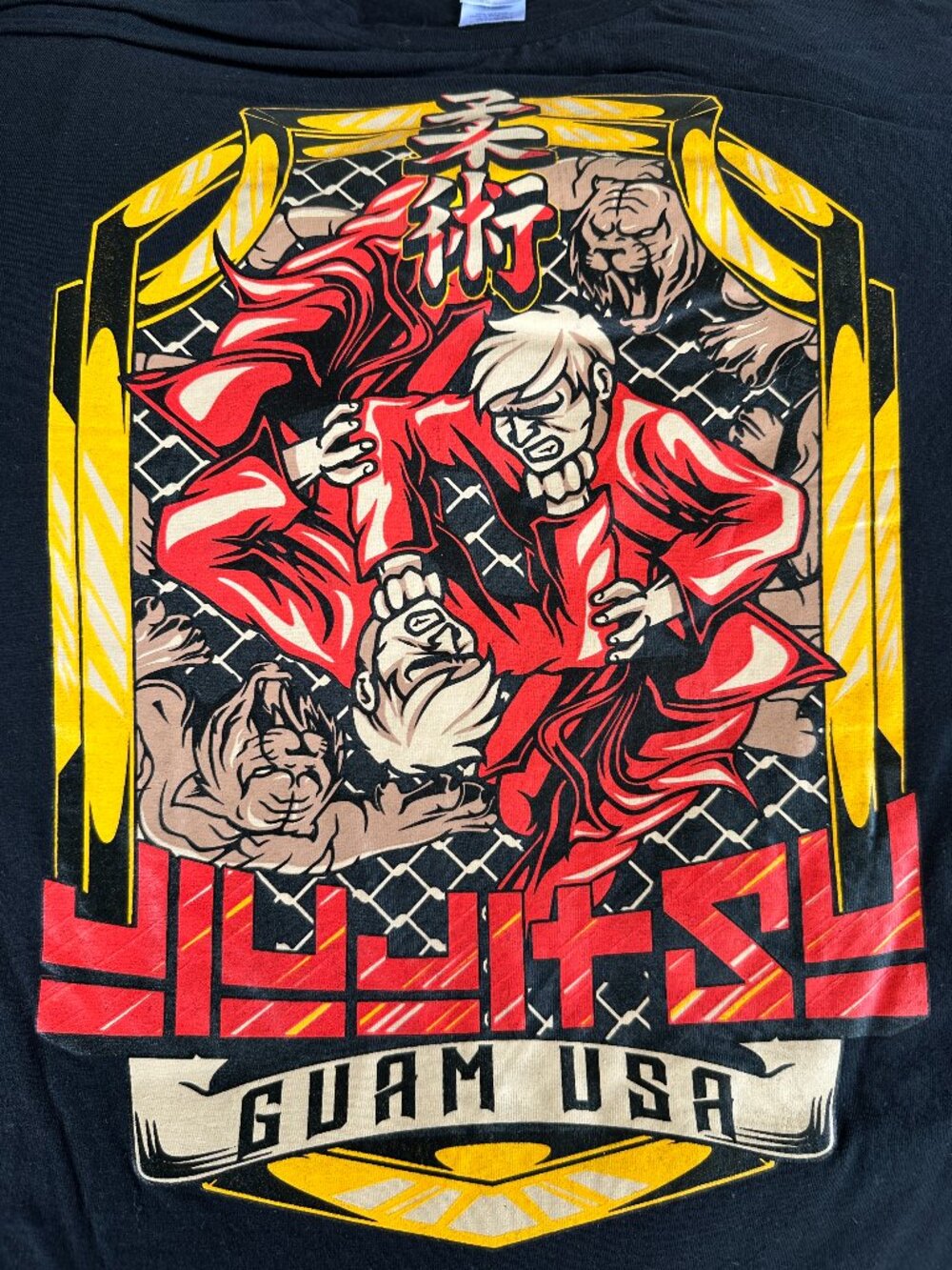 Guam USA Jiu Jitsu Men's Black T Shirt Size Large Gildan Hafa Adai
